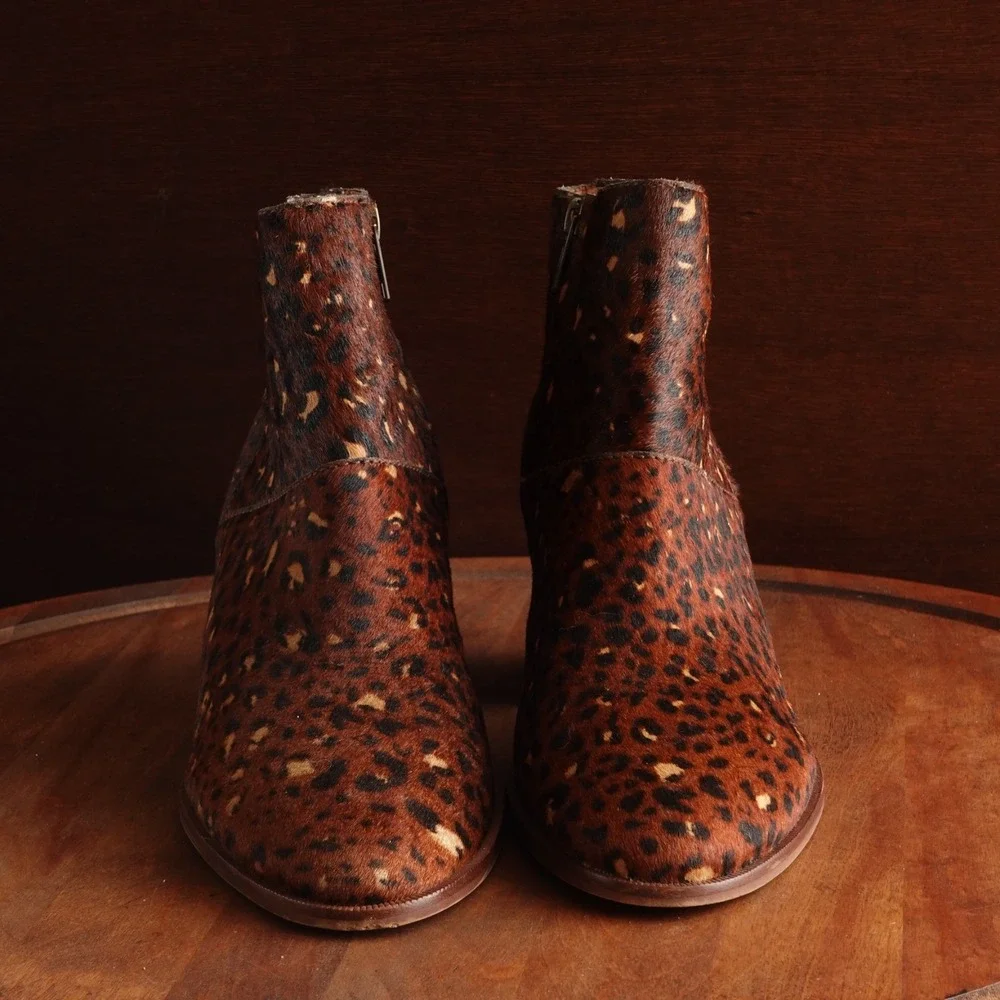 Madewell Boots WMS SZ 8.5 Brown Rosie Calf Hair Leopard Western Coastal Cowgirl